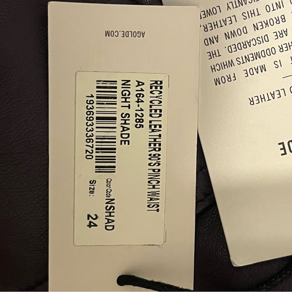 Agolde Recycled Leather 90’s Pinch Waist Pants in Nightshade size 24 - Picture 9 of 10